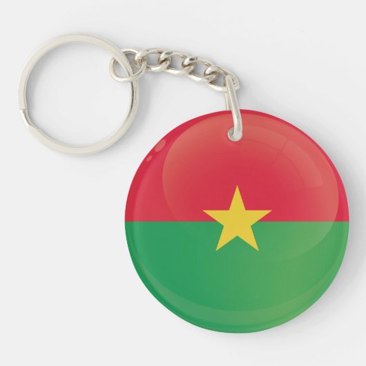Burkina Faso Round Icon Flag Sleutelhanger (Voorkant)