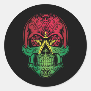 Burkina Faso Skull en Rozen vlag Ronde Sticker