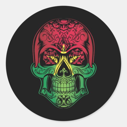 Burkina Faso Skull en Rozen vlag Ronde Sticker (Voorkant)