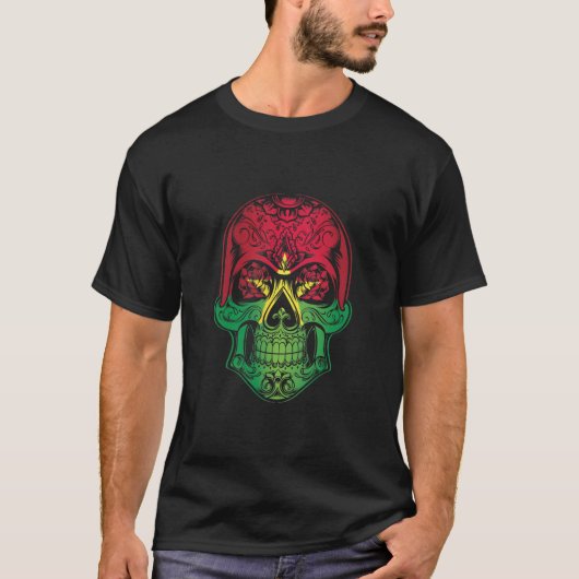 Burkina Faso Skull en Rozen vlag T-shirt (Voorkant)