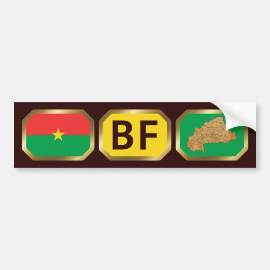 Burkina Faso Vlag Kaart Code Bumper Sticker (Voorkant)