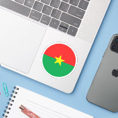 Burkina Faso Vlag Ronde Sticker (Laptop met iPhone)