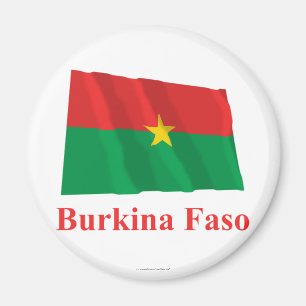 Burkina Faso Waving Flag met naam Magneet