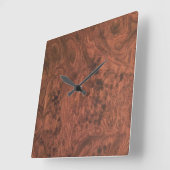 Burl Mahogany Wood Texture Vierkante Klok (Hoek)