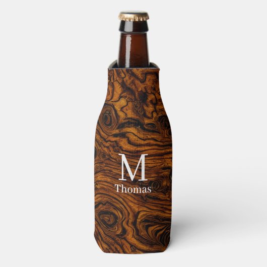 Burl Wood monogram Flesjeskoeler (Fles Voorkant)