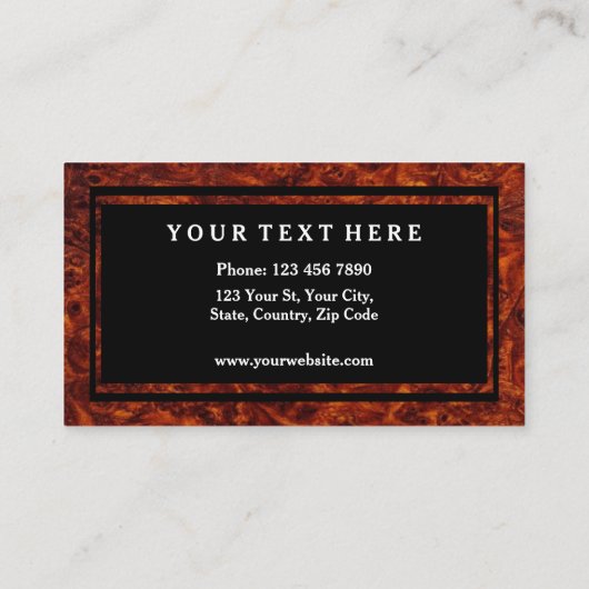 Burl Wood Pattern en Jouw tekst Visitekaartje (Achterkant)
