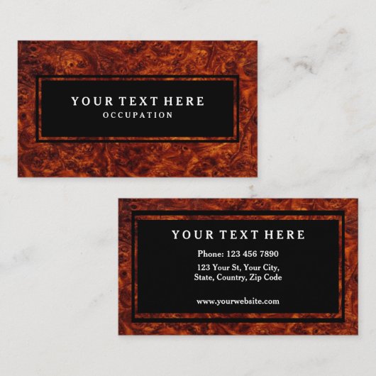 Burl Wood Pattern en Jouw tekst Visitekaartje (Voorkant / Achterkant)