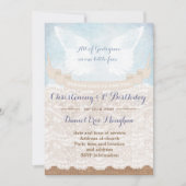 Burlap 1st Birthday en Christening Party for boy Kaart (Voorkant)