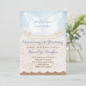 Burlap 1st Birthday en Christening Party for boy Kaart (Staand voorkant)