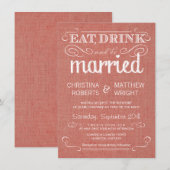 Burlap Abrique Rustic Wedding Invitations Kaart (Voorkant / Achterkant)