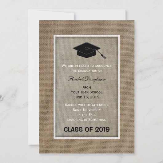 Burlap Afstuderen Aankondiging (Voorkant)