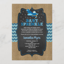 Burlap Airplanes Boy baby sprinkle nodigt uit Kaart
