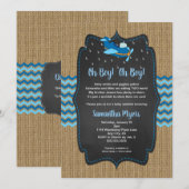 Burlap Airplanes Twin Boys baby sprinkle nodigen Kaart (Voorkant / Achterkant)