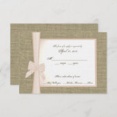 Burlap and Blush Bow Response-Kaart RSVP Kaartje (Voorkant / Achterkant)