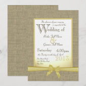 Burlap and Bow 5x7 Yellow Country Wedding Kaart (Voorkant / Achterkant)