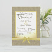 Burlap and Bow 5x7 Yellow Country Wedding Kaart (Staand voorkant)