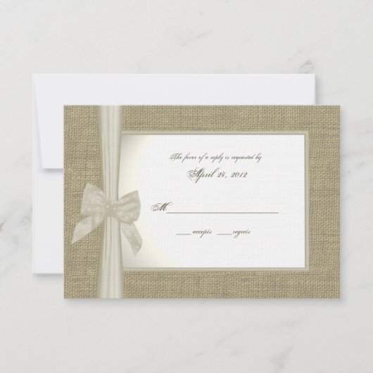 Burlap and Bow Response-Kaart RSVP Kaartje (Voorkant)