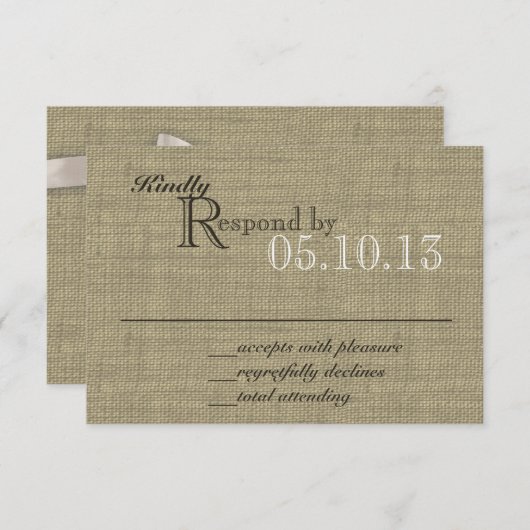 Burlap and Bow Response-Kaart RSVP Kaartje (Voorkant / Achterkant)