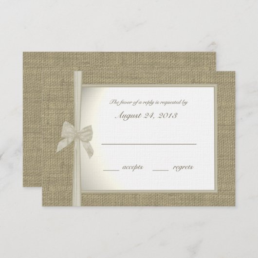 Burlap and Bow Response-Kaart RSVP Kaartje (Voorkant / Achterkant)
