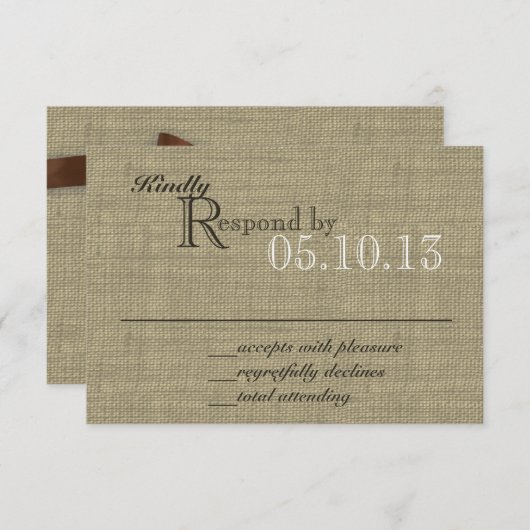 Burlap and Bow Response-Kaart RSVP Kaartje (Voorkant / Achterkant)