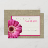 Burlap and Daisy Pink Response-Kaart RSVP Kaartje (Voorkant / Achterkant)