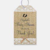 Burlap and Lace Afbeelding- Baby shower Cadeaulabel (Voorkant)