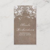 Burlap and Lace and String Lights Rustiek Elegant Visitekaartje (Voorkant)