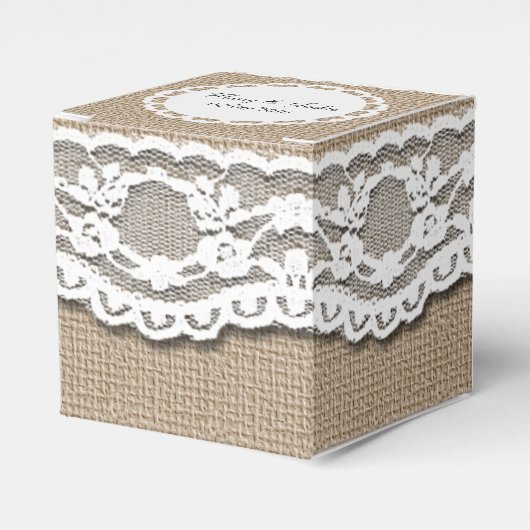 Burlap and Lace Art Favor Box Bedankdoosjes (Voorkant Zijde)