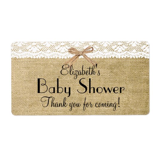 Burlap and Lace Baby shower-Dank je Etiket (Voorkant)