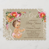 Burlap and Lace Baby Shower Uitnodigingen (Voorkant / Achterkant)