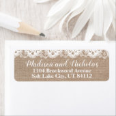 Burlap and Lace Bruiloft Retouradres Label (Insitu)