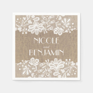 Burlap and Lace  Elegant Wedding Servetten