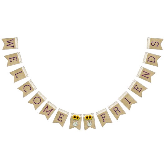 Burlap and Lace Look met Zonnebloemen in Mason Jar Vlaggetjes (Alle)