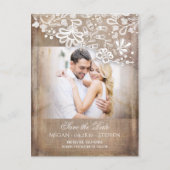 Burlap and Lace Rustic Photo Bewaar de datum Aankondigingskaart (Voorkant)