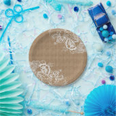 Burlap and Lace Shabby Chic Papier Borden Papieren Bordje (Feest)