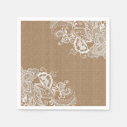 Burlap and Lace Shabby Chic Papieren servet (Voorkant)
