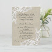  Burlap and Lace Wedding Kaart (Staand voorkant)