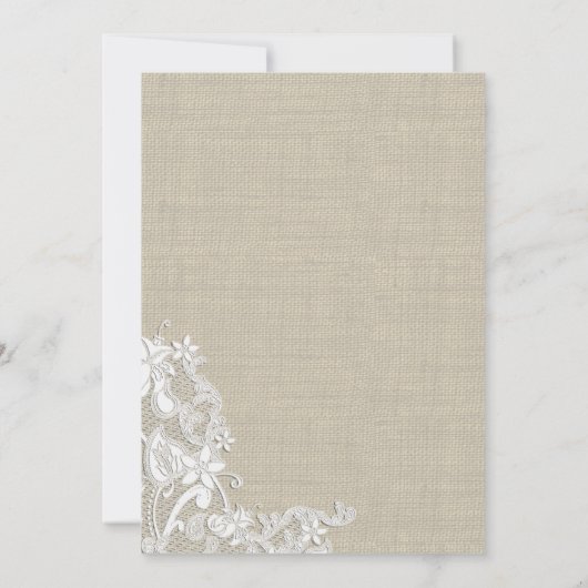  Burlap and Lace Wedding Kaart (Achterkant)