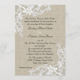 Burlap and Lace Wedding Kaart