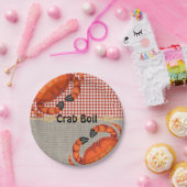 Burlap and Red Gingham Crab Boil Party Papieren Bordje (Feest)