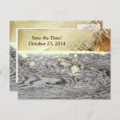 Burlap and Wood Country Bewaar de datum Aankondigingskaart (Voorkant / Achterkant)