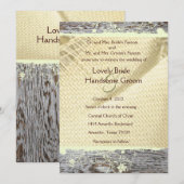 Burlap and Wood Country Wedding Invitation Kaart (Voorkant / Achterkant)