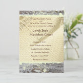 Burlap and Wood Country Wedding Invitation Kaart (Staand voorkant)