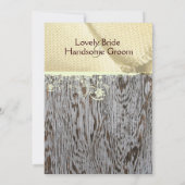 Burlap and Wood Country Wedding Invitation Kaart (Achterkant)