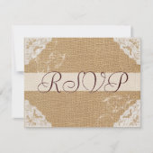 Burlap Antiek White Lace Wedding RSVP (Voorkant)