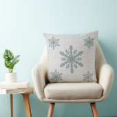 Burlap Aqua Snowflake/Reindeer Kerstmis Pillow Kussen (Stoel)