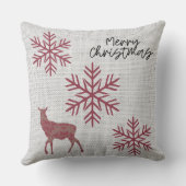 Burlap Aqua Snowflake/Reindeer Kerstmis Pillow Kussen (Achterkant)