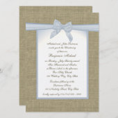Burlap Baby Blue Christening Kaart (Voorkant / Achterkant)