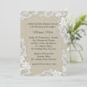 Burlap Baby-doop Kaart (Staand voorkant)