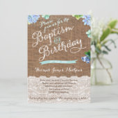Burlap Baptism en Birthday uitnodigingen voor jong (Staand voorkant)